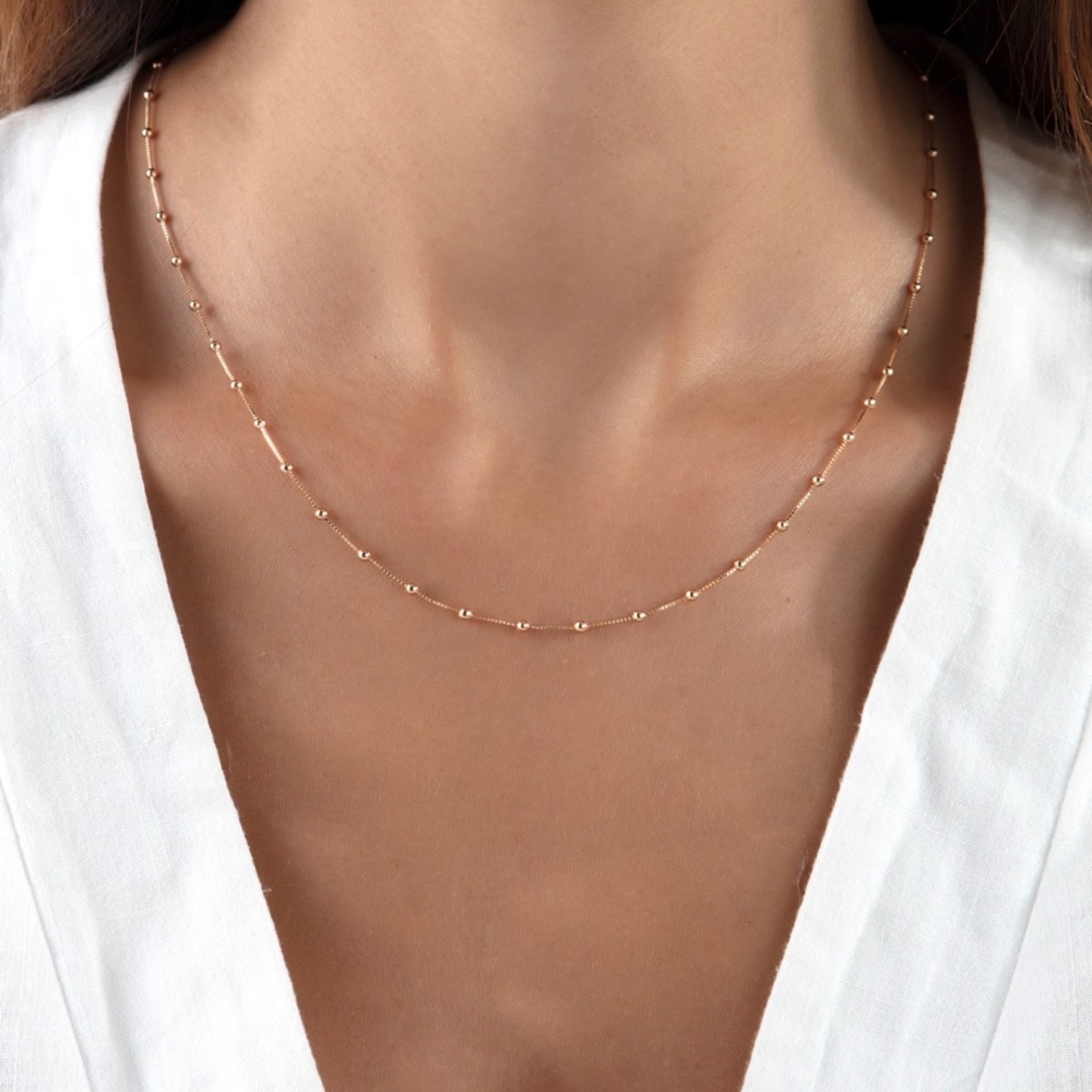 Necklace Bead Chain 18k Gold Plated Elegant Chain